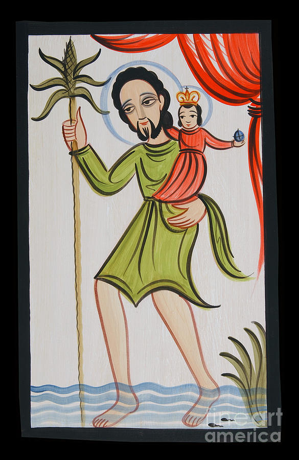 St. Christopher Painting - St. Christopher - AOCHR by Br Arturo Olivas OFS