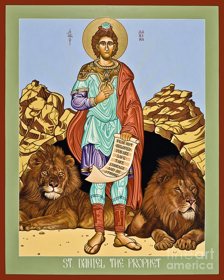 St. Daniel in the Lions Den - LWDLD Painting by Lewis Williams OFS