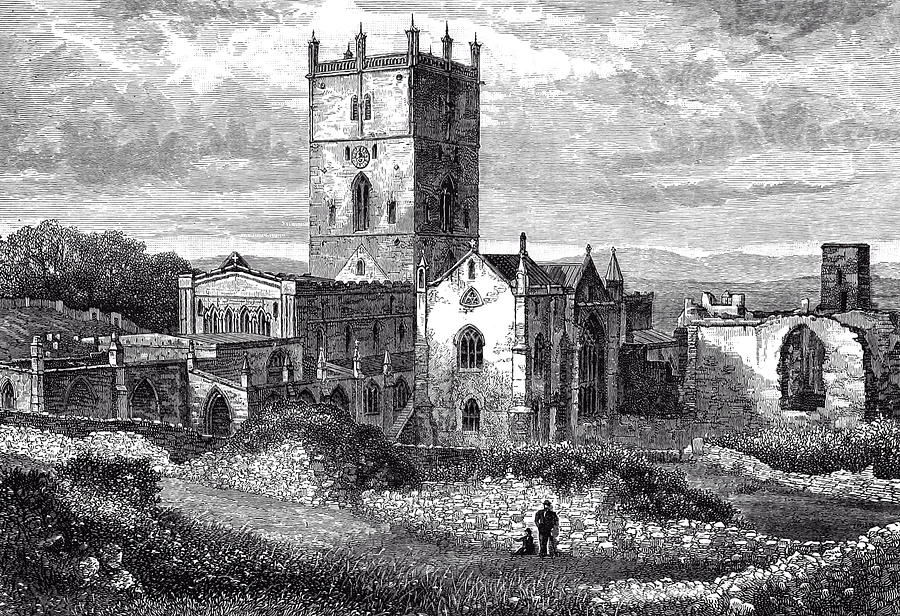 St. Davids Cathedral. Drawing by Unknown