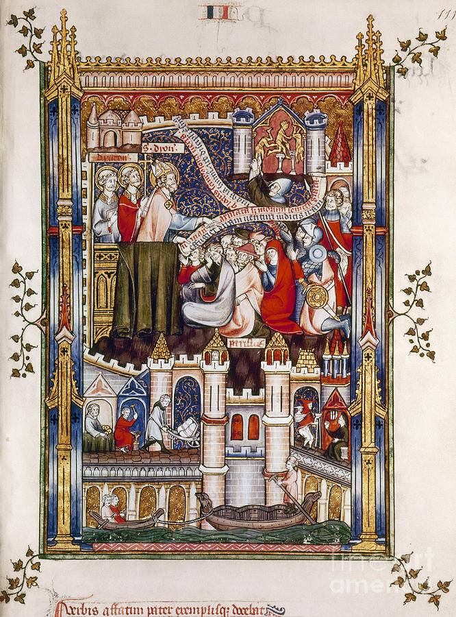St. Denis Preaching, 1317 Painting by Granger