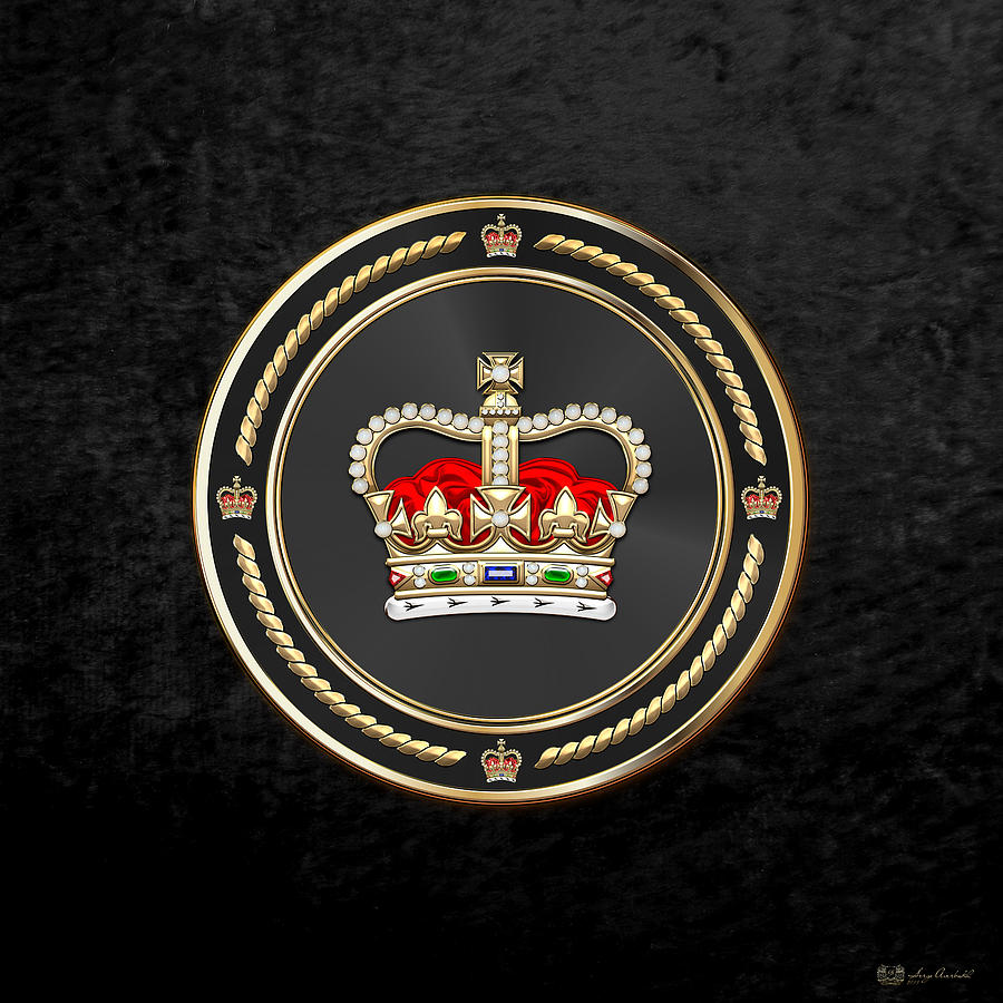 St Edwards Crown - British Royal Crown over Black Velvet Digital Art by Serge Averbukh