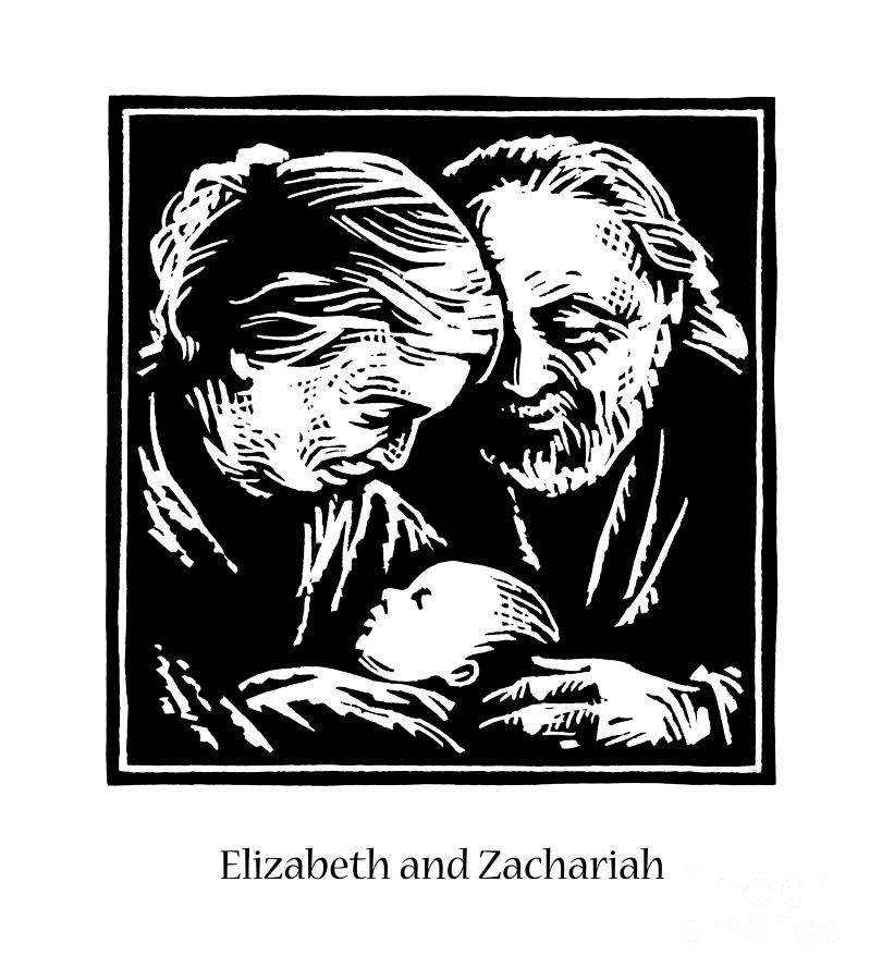 St. Elizabeth and Zachariah - JLEAZ Painting by Julie Lonneman