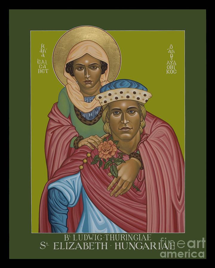 St. Elizabeth of Hungary and Bl. Ludwig of Thuringia - LWEZH Painting by Lewis Williams OFS