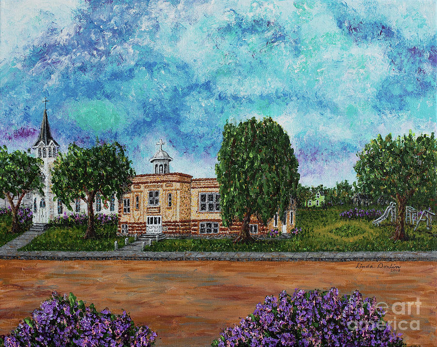 St. Elizabeths School and Church Painting by Linda Donlin