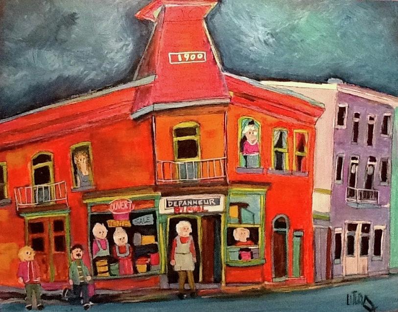 St, Emilie and Bourget Depanneur Rimal St. Henri Painting by Michael Litvack