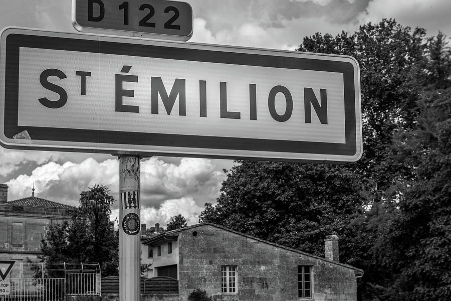 St Emilion Sign in Mono Photograph by Georgia Clare