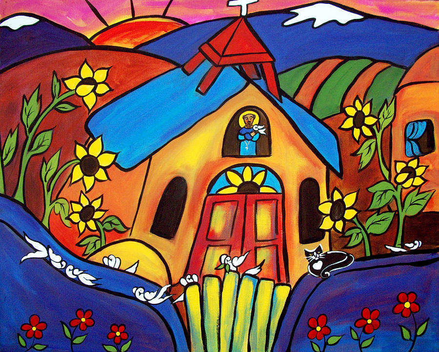 Flower Painting - St. Francis ad Friends by Jan Oliver-Schultz