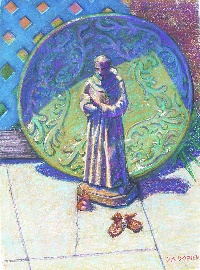 St. Francis and Rabbits Pastel by David Dozier