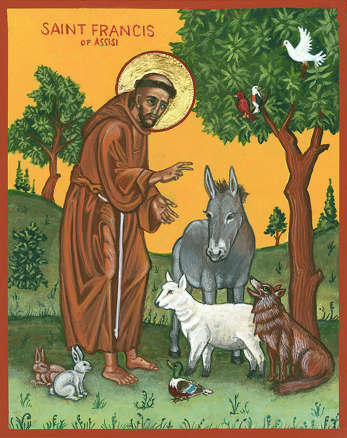 St. Francis Blessing the Animals Painting by Connie Wendleton