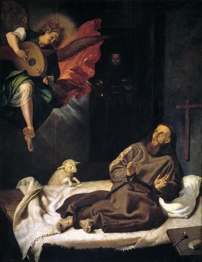 St Francis Comforted by an Angel Painting by Francisco Ribalta