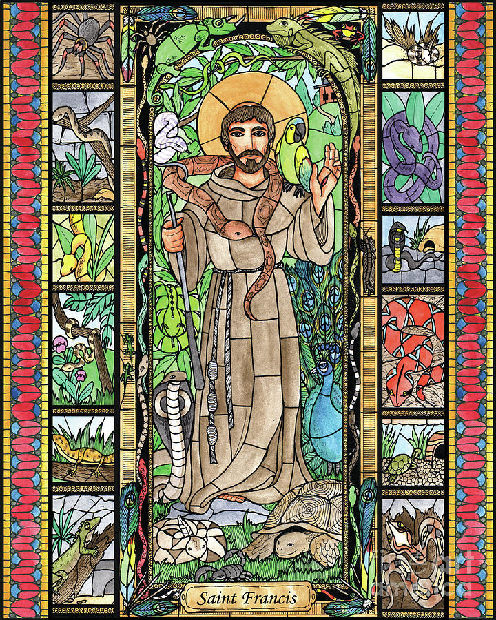St. Francis, Exotic Animals Painting by Brenda Nippert