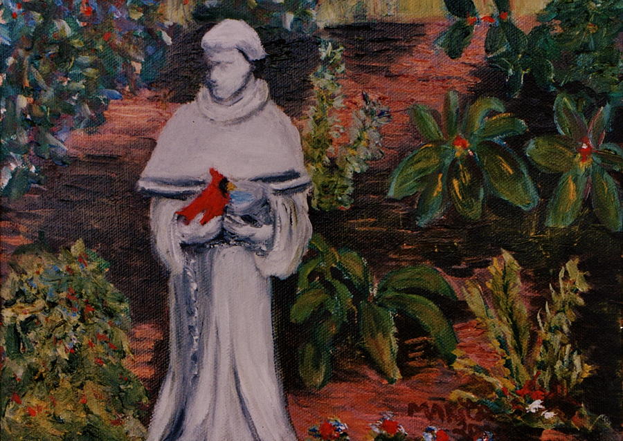 St Francis In The Garden Painting by Marita McVeigh