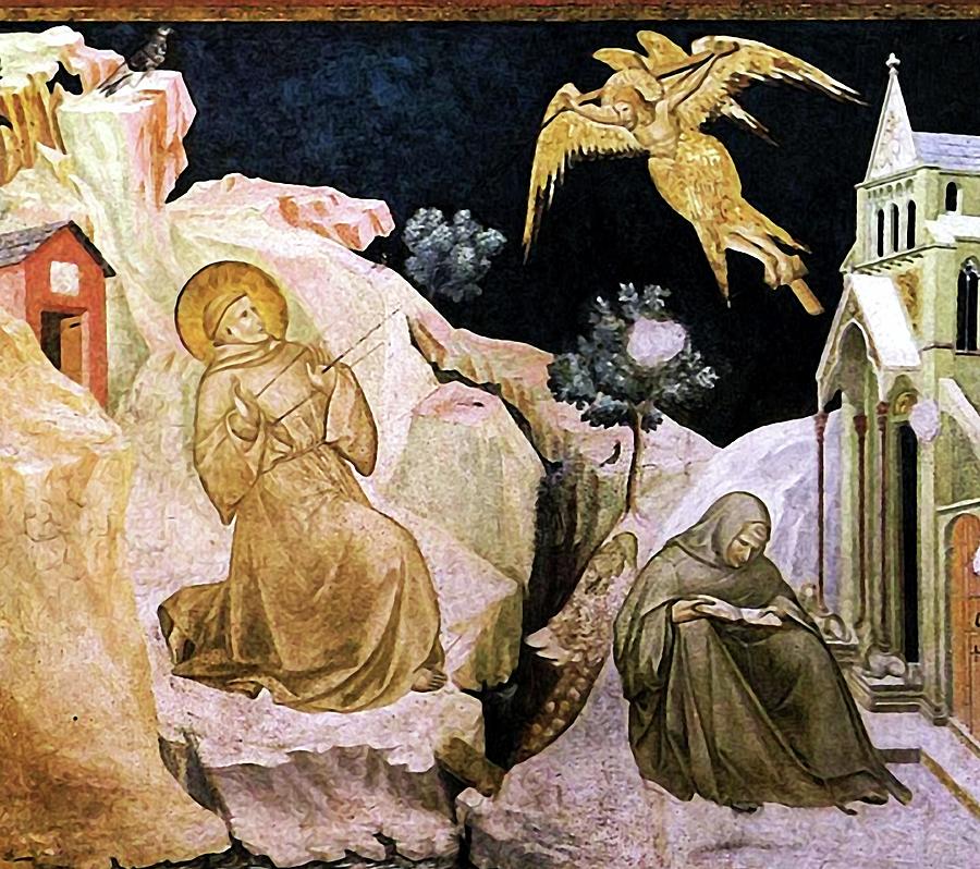 St Francis of Assisi Stigmata  Mixed Media by Pietro Lorenzetti
