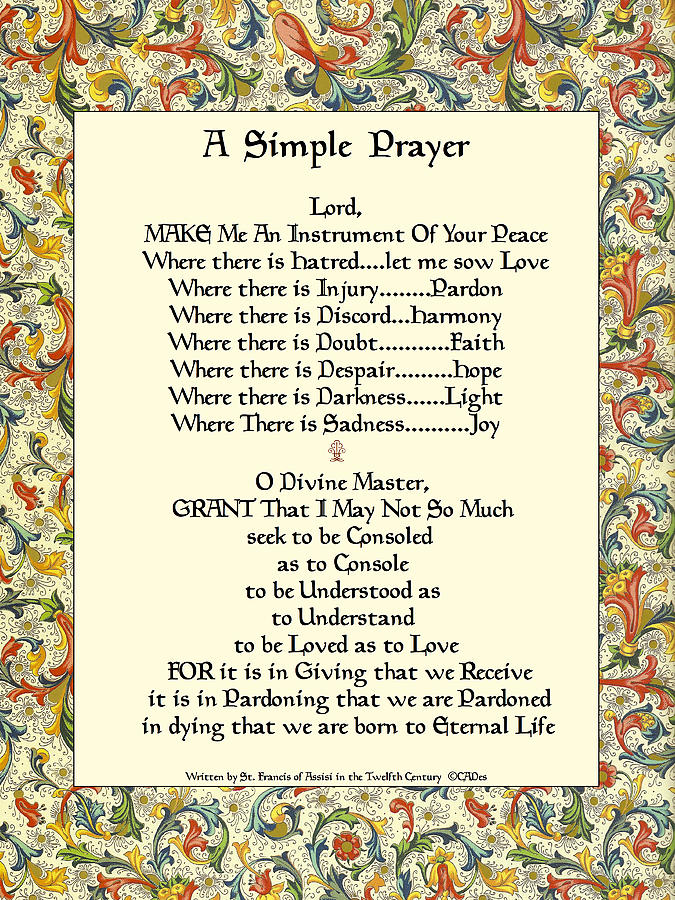 St. Francis Simple Prayer For The Pope's Visit Painting by Desiderata
