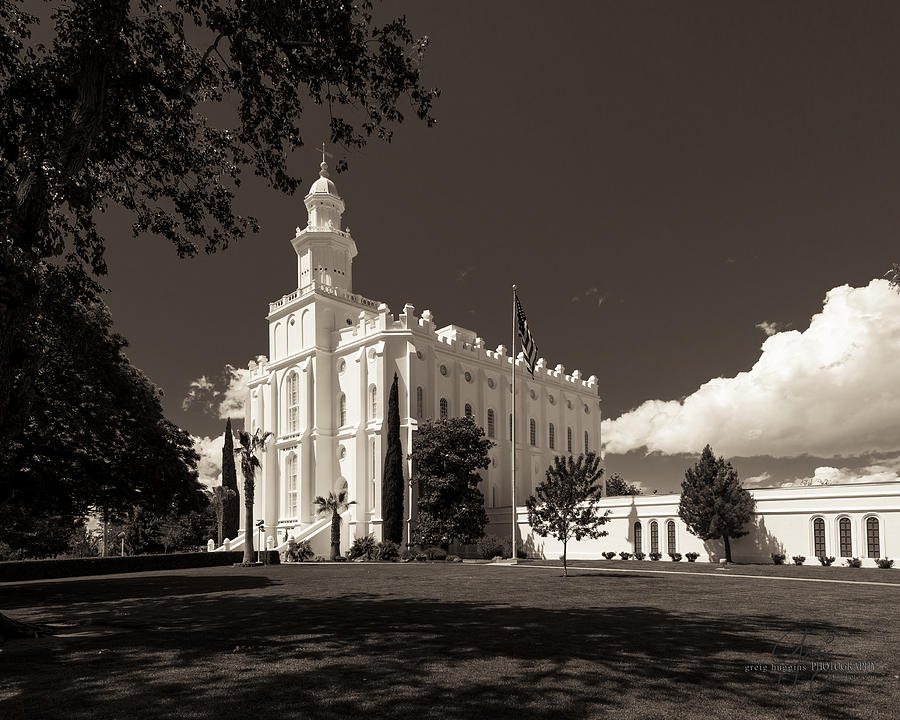 Lds Temple Photograph - St George Temple Sepia by Greig Huggins