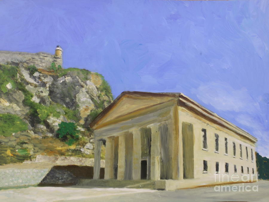 St Georges Church in Corfu Greece Painting by Donna Walsh