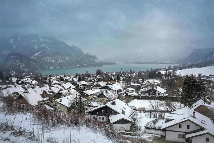 Winter Photograph - St Gilgen Village Wolfgangsee Austria in Winter  by Carol Japp