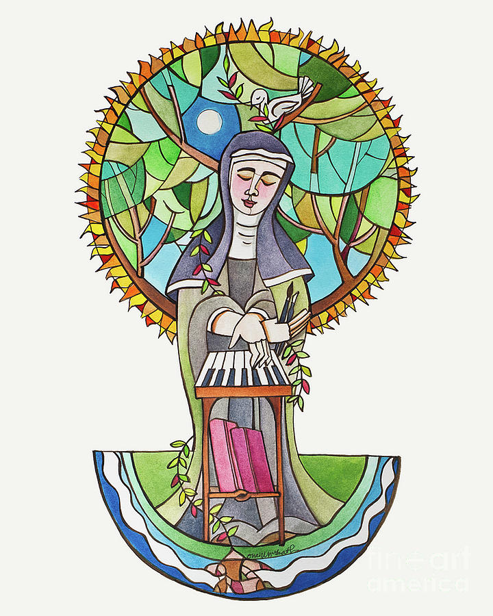 St. Hildegard of Bingen - MMHLD Painting by Br Mickey McGrath OSFS