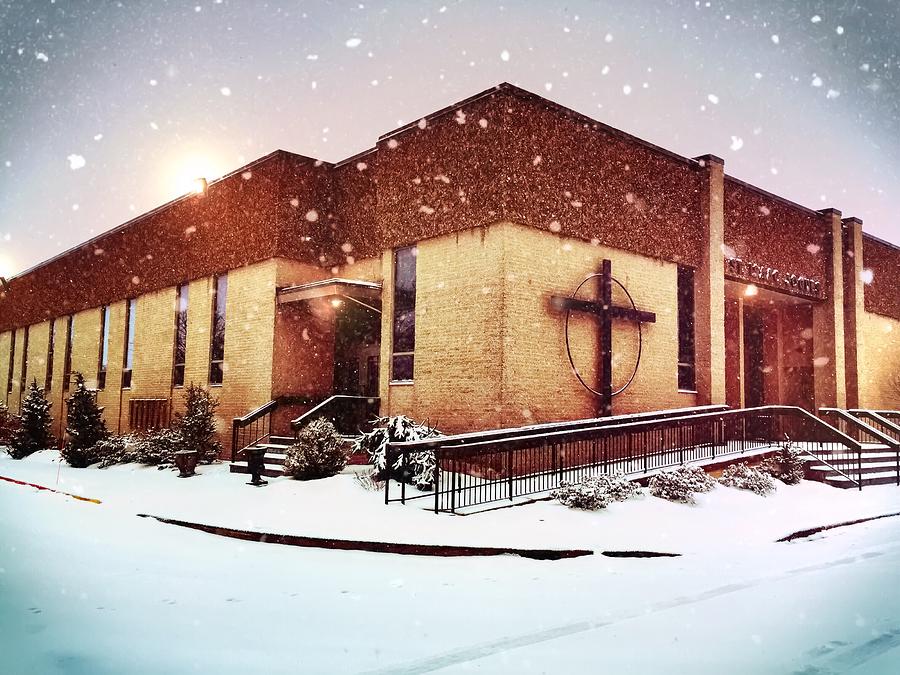 Architecture Photograph - St. Isaac Jogues in the Snow by Chris Montcalmo