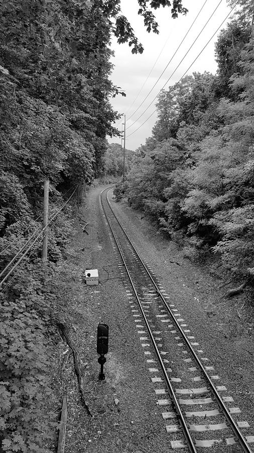 St James Train Tracks B W Photograph by Rob Hans