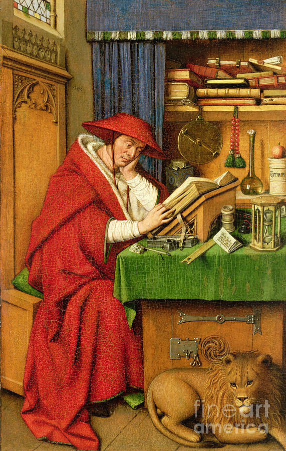 St. Jerome in his Study  Painting by Jan van Eyck