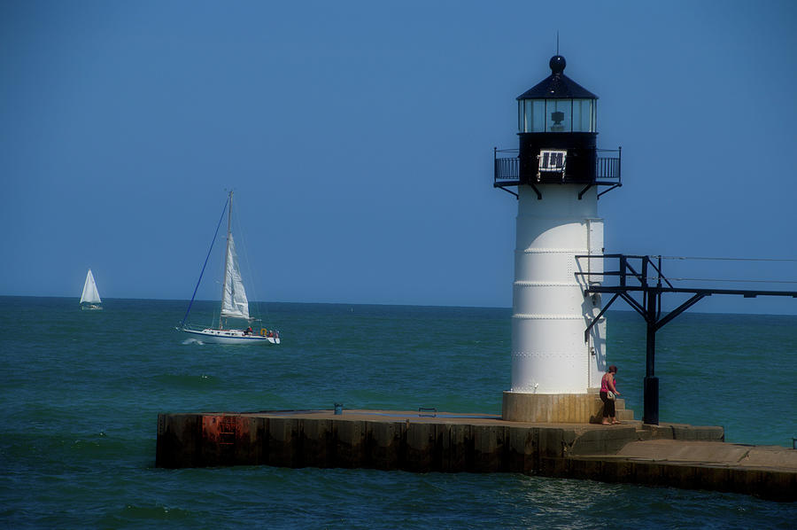 St Joes Michigan Break Water Pier Light Photograph by Thomas Woolworth