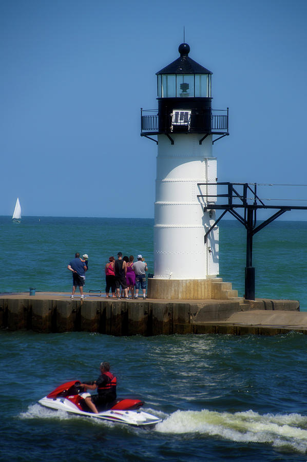 St Joes Michigan Break Water Pier Light Vertical Photograph by Thomas Woolworth