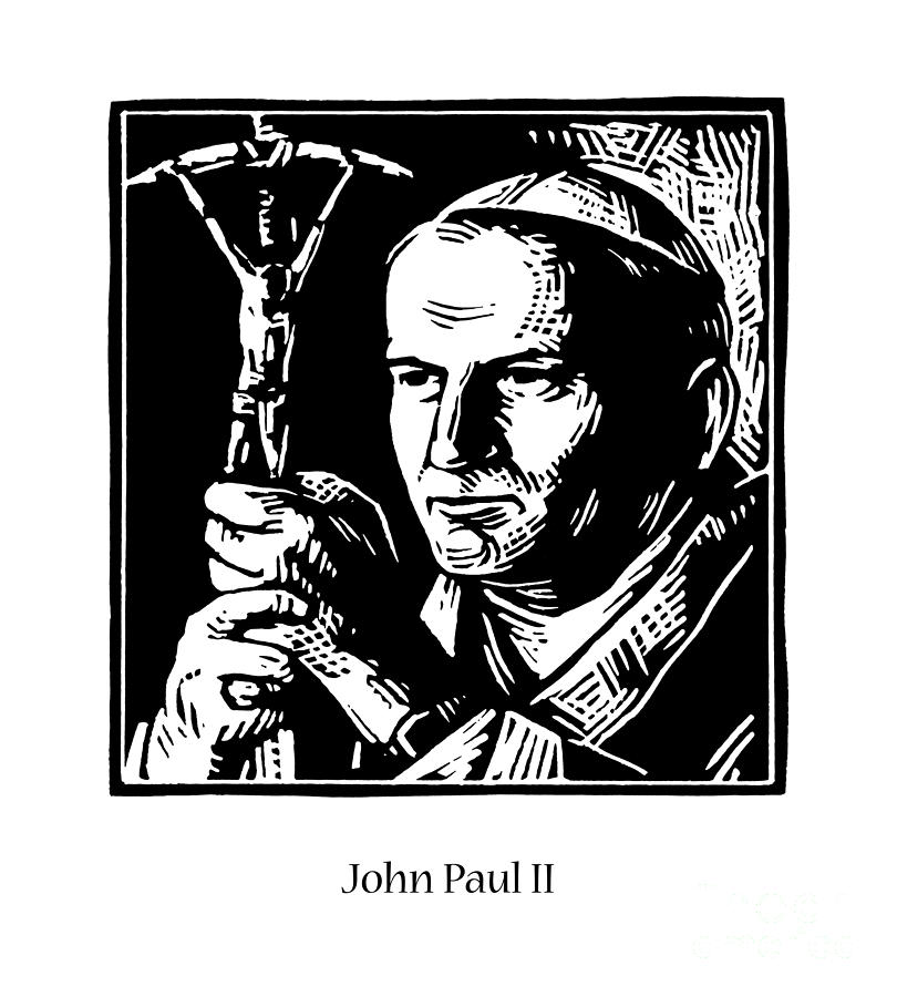 St. John Paul II - JLJOP Painting by Julie Lonneman
