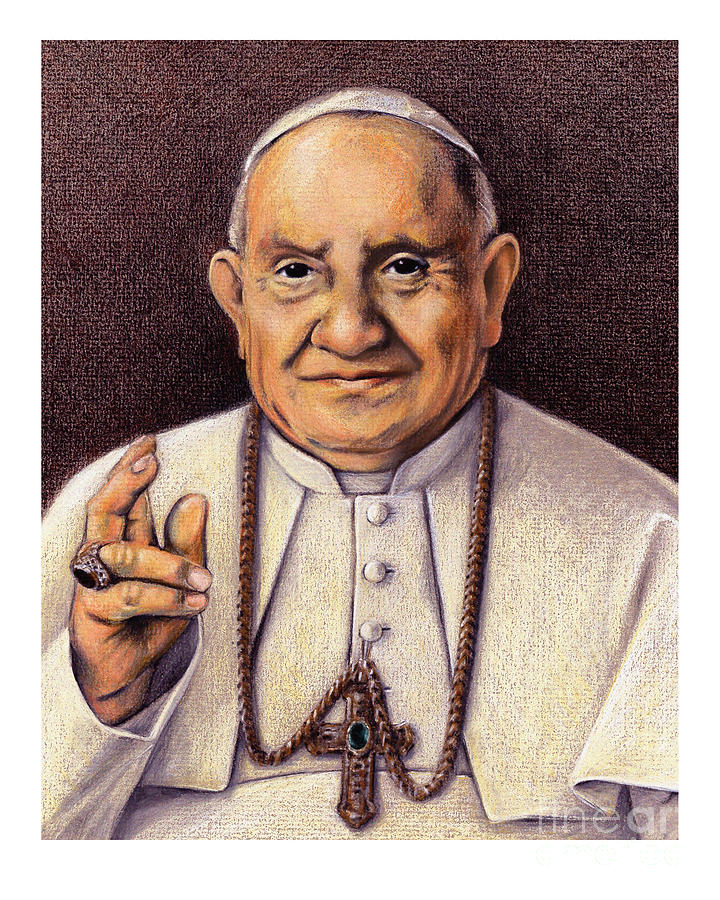 St. John XXIII - JLPJX Painting by Julie Lonneman