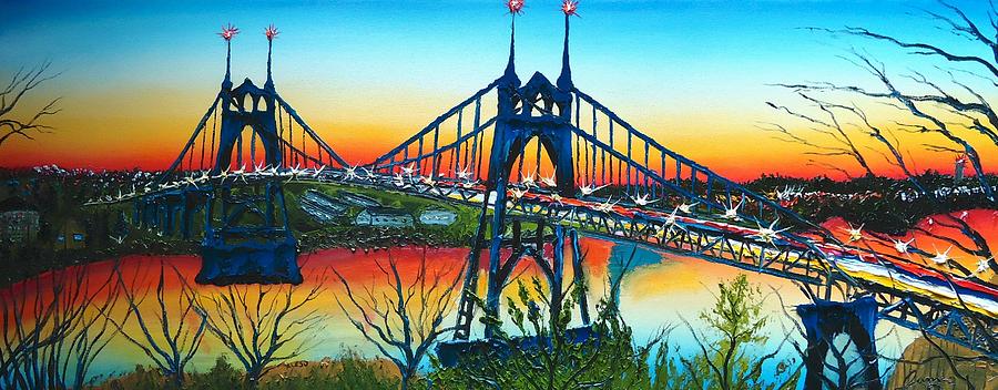 St. Johns Bridge At Sunset 1 Painting by James Dunbar