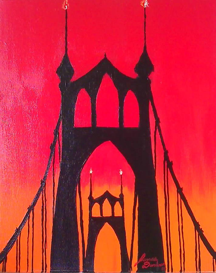 St. Johns Bridge At Sunset 4 Painting by James Dunbar
