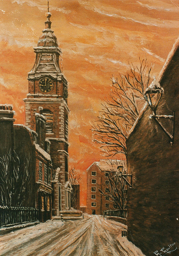 St Johns Church Christmas Sunrise Wapping London Painting by Mackenzie Moulton