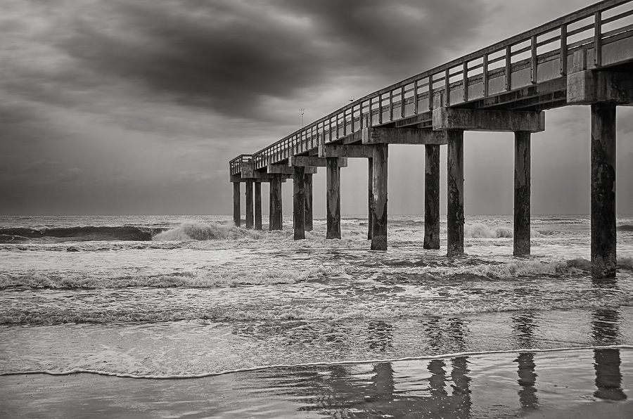 Black And White Photograph - St. Johns County Pier by Steven Michael