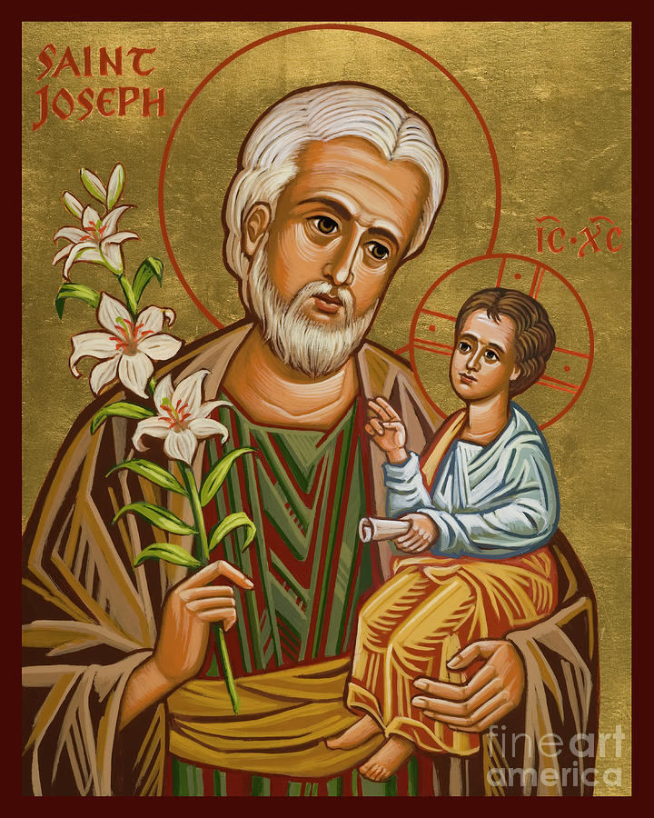 St. Joseph and Child Jesus - JCJCJ Painting by Joan Cole