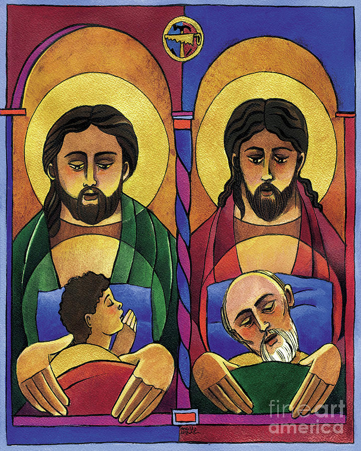 St. Joseph and Jesus - MMJOJ Painting by Br Mickey McGrath OSFS