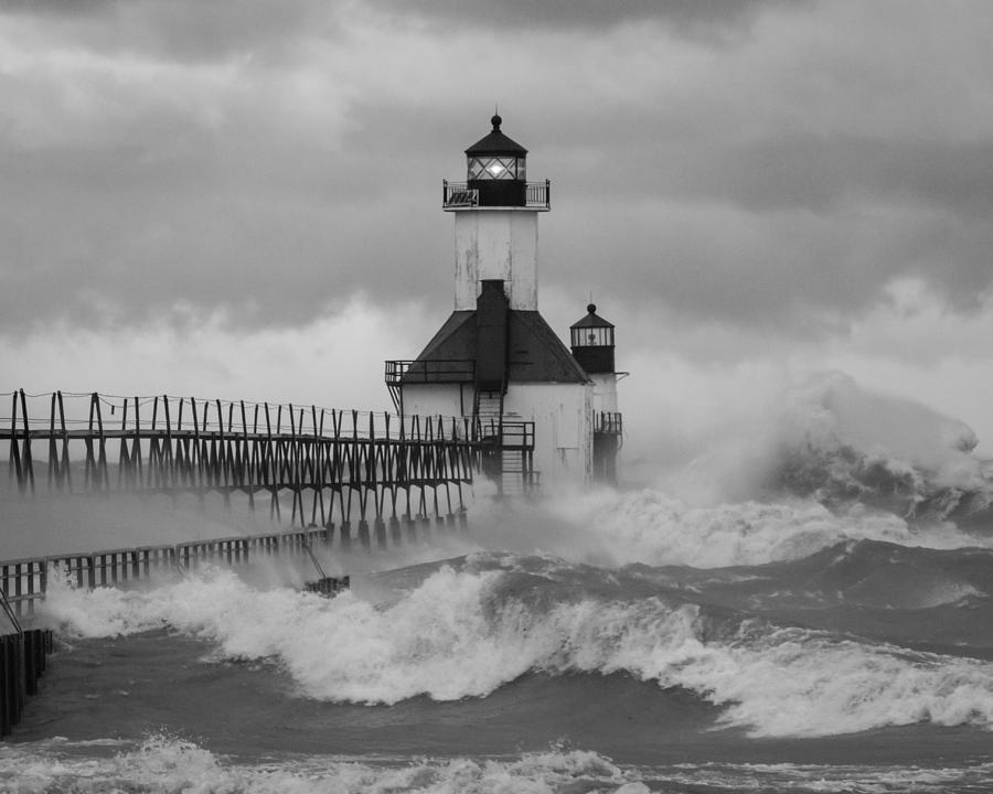 Nature Photograph - St. Joseph North Pier Lighthouse by Kimberly Kotzian