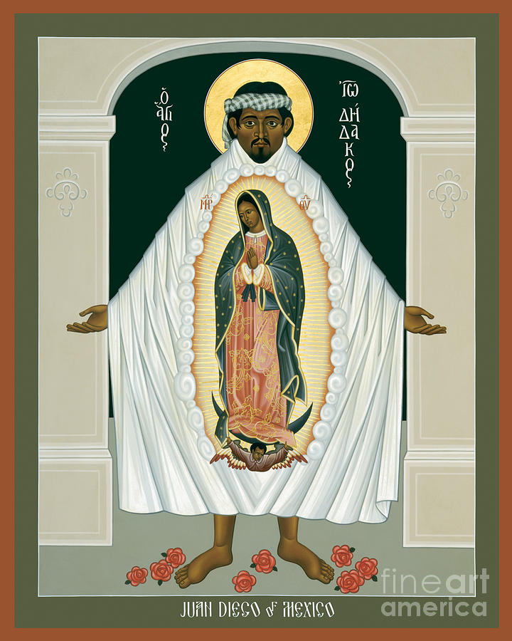 St. Juan Diego and the Miracle of Guadalupe - RLJDM Painting by Br Robert Lentz OFM