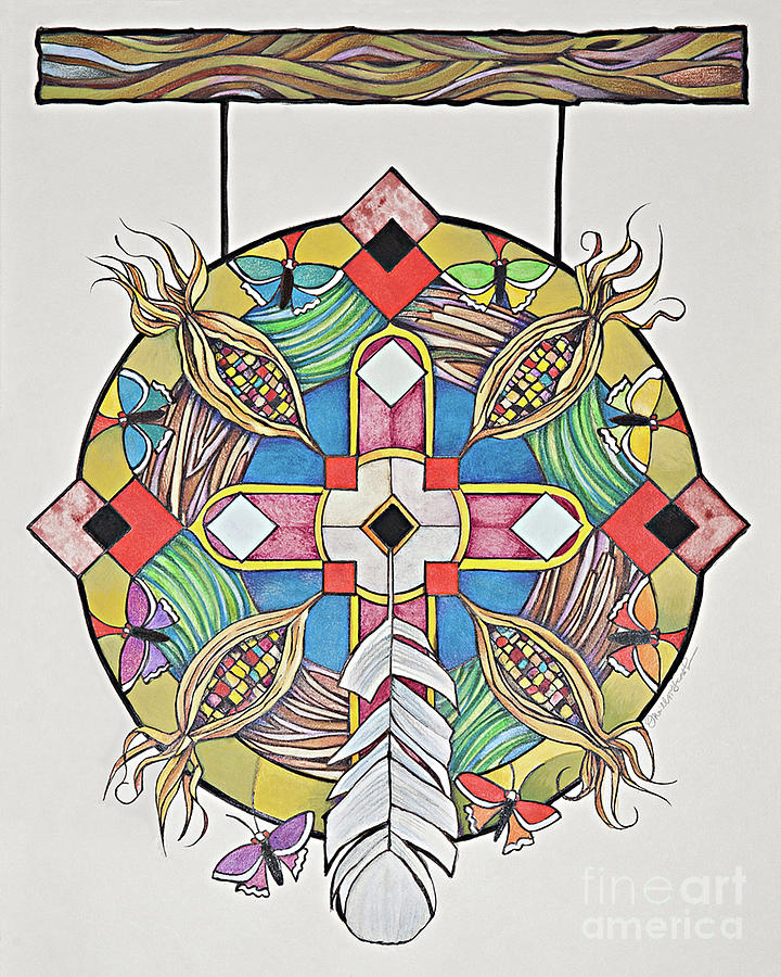 St. Kateri Tekakwithas Mandala - MMKTM Painting by Br Mickey McGrath OSFS