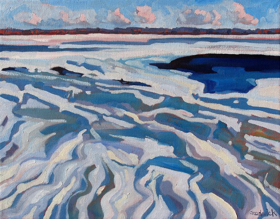 St Lawrence Ice Waves Painting by Phil Chadwick