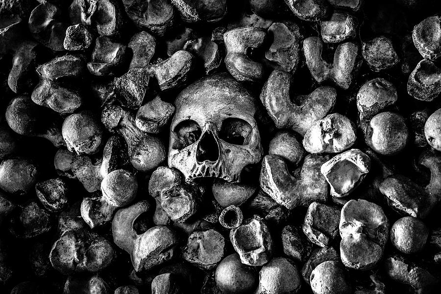 Black And White Photograph - St Leonards Ossuary 1 A darkly gothic fine art photographic print  by Lee Thornberry