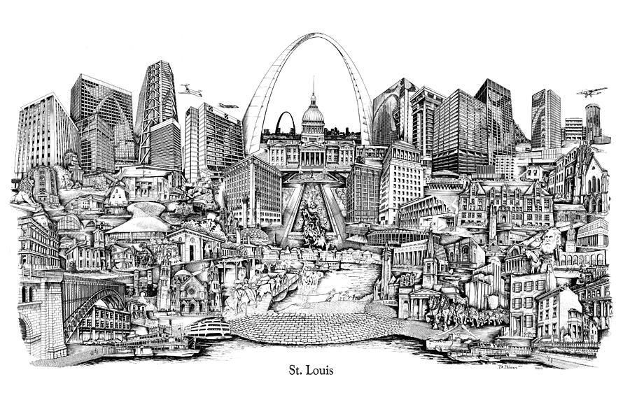 St. Louis 4 Drawing by Dennis Bivens Pixels