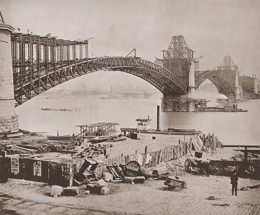 St. Louis Photograph - St. Louis Bridge Under Construction Ca by Everett