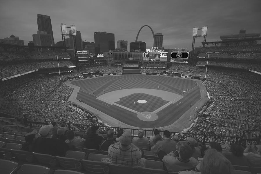 St. Louis Cardinals Photograph - St. Louis Cardinals Busch Stadium Black White Creative 10 by David Haskett II