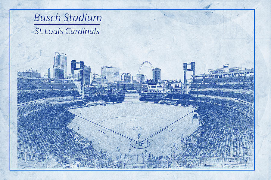St. Louis Cardinals Busch Stadium BluePrint Names Photograph by David Haskett II