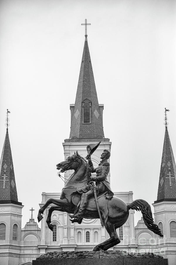 St. Louis Cathedral Andrew Jackson  Photograph by Chuck Kuhn
