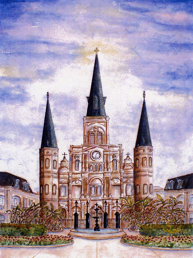 Churches Painting - St. Louis Cathedral Daytime by Catherine Wilson