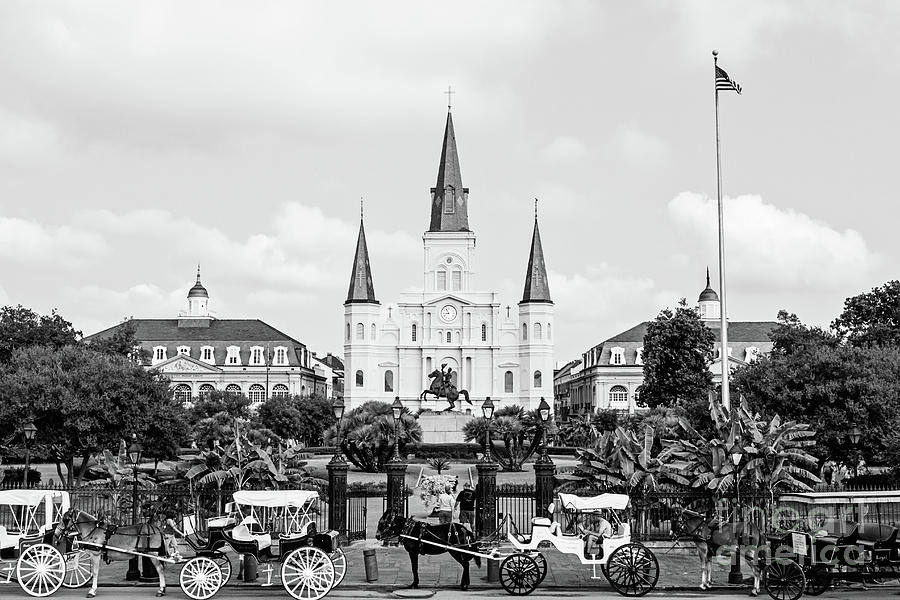 St. Louis Cathedral New Orleans - BW Photograph by Scott Pellegrin