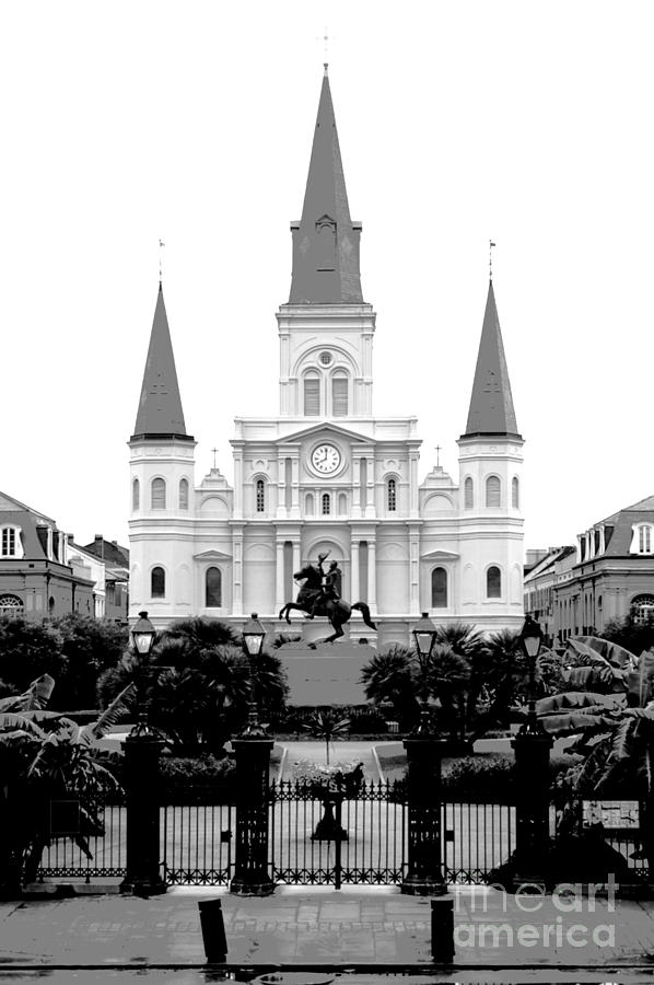 St Louis Cathedral on Jackson Square in the French Quarter New Orleans Conte Crayon Digital Art Digital Art by Shawn OBrien