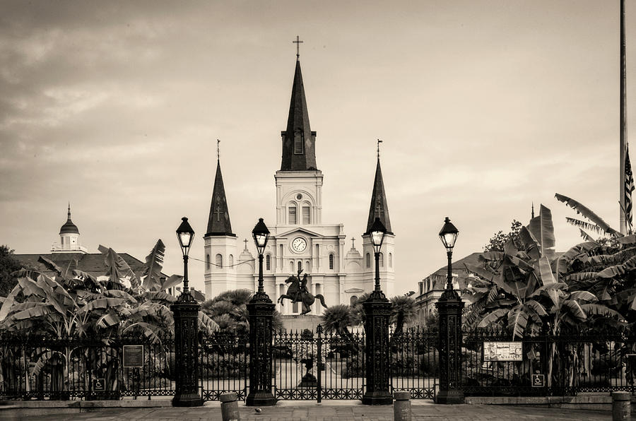 St. Louis Cathedral Sepia Photograph by Greg and Chrystal Mimbs