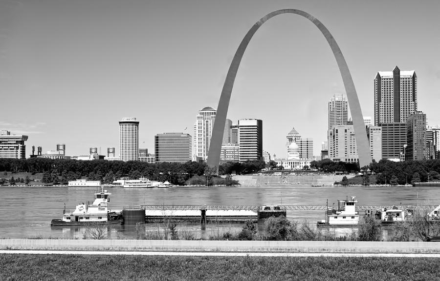 St Louis City Scape in Black and White Photograph by Ginger Wakem